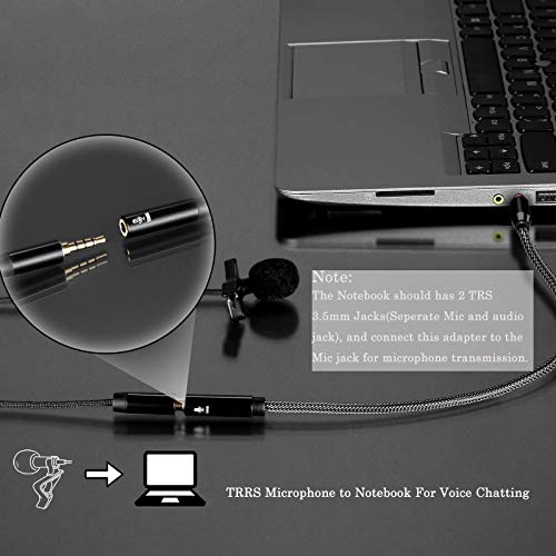 TRRS to TRS Adaptor, Microphone Adapter for Camera - 30CM | TRRS Female to TRS Male, for Camera, PC, TRRS Lav Microphones, ONLY for Microphone input, Not for Audio output - size: TRRS Female to TRS Male