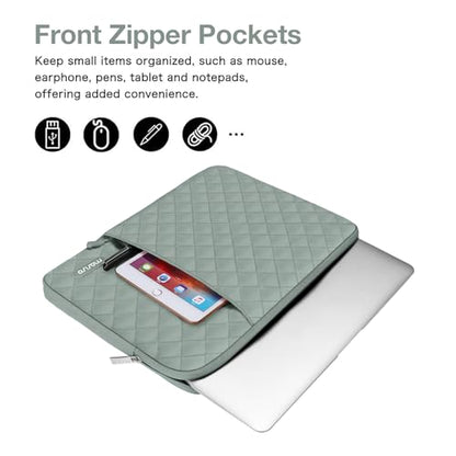 MOSISO Laptop Case 13.3 inch, 13-13.3 inch Laptop Sleeve, Antique Green | Compatible with MacBook Neo/Air 13.6/Pro 13/Pro 14, HP Dell ASUS Lenovo, Square Quilted Vertical Bag with Pocket&Small Case - color: Antique Green, size: 13.3 inch