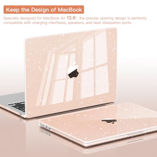 CISSOOK Compatible with MacBook Air 13 inch Case A3449 A3240 A3113 A2681 | 2026 2025 2024 2023 2022, 5in1 Set Hard Shell Case Keyboard Cover for MacBook Air 13.6 inch M2 M3 M4 M5, Cherry Pink Glitter - color: Air13.6inch-Cherry Pink Glitter Star