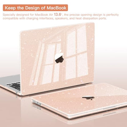 CISSOOK Compatible with MacBook Air 13 inch Case A3449 A3240 A3113 A2681 | 2026 2025 2024 2023 2022, 5in1 Set Hard Shell Case Keyboard Cover for MacBook Air 13.6 inch M2 M3 M4 M5, Cherry Pink Glitter - color: Air13.6inch-Cherry Pink Glitter Star