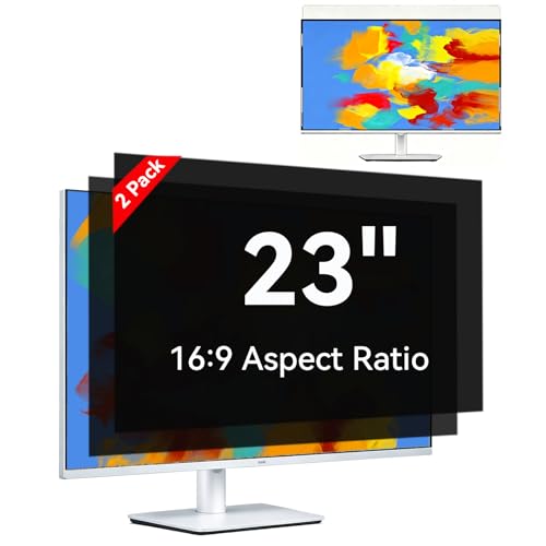 [2-Pack] 23 inch Privacy Screen for Monitor 16:9 Aspect Ratio Widescreen, Eye Protection Anti Blue Light Glare Computer Monitor Privacy Filter, 23inch Removable Black Blackout Anti Spy Desktop Security Privacy Filter