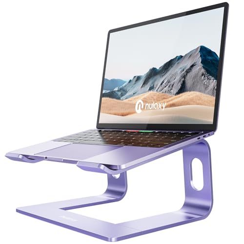Nulaxy Full Aluminum Laptop Stand, Stable Support to 22 lbs, Purple | Detachable for Portable Storage, Easy Setup, Saves Desk Space, Compatible with 10-16 Inch Laptops, Office Desk Accessories - color: E-Purple