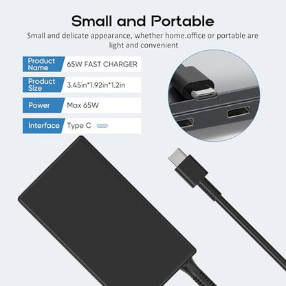 65W USB-C Charger Compatible with HP EliteBook Envy x360 | 20V 3.25A Type-C Adapter. Fits ProBook, Spectre, Pavilion, Chromebook, ZBook, G8-G11. Replaces L65505-002 TPN-DA20.
