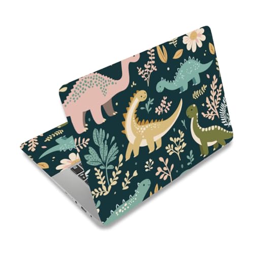 PLIGREAT 15 Inches Cartoon Dinosaur Laptop Skin Stickers, Reusable Netbook Skin Sticker Vinyl Decals for PC Notebook Laptops Keyboard Cover Universal 12" 13" 13.3" 14" 15", Pink Green - color: Pink Green