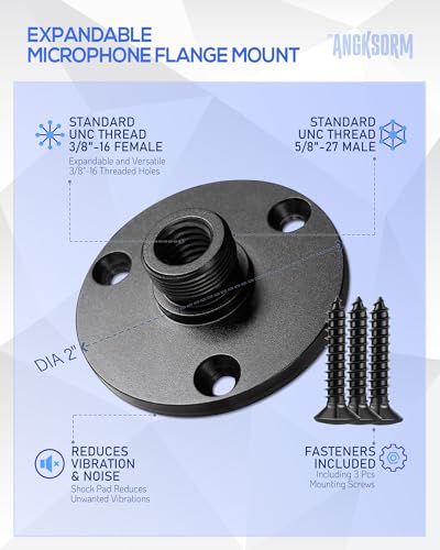 Mic Podium Flange Mounts with Pad KB48 - Microphone Gooseneck Table Mounts with 5/8-27 Male 3/8-16 Female Threads and Mounting Screws, 2PCS - color: FLANGE MOUNT (2PCS)