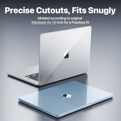 Soonjet for MacBook Air 15 inch Case M5 M4 M3 M2 2026-2023 Mac Laptop Cover | Crystal Clear, Protective Hard Shell, Ultra Thin & Light, Anti Crack, Non Slip, Easy Snap on, Premium Sturdy Plastic - color: Crystal Clear