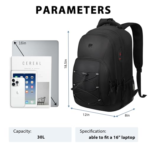 Goloni Travel Backpack, 17 Inch Laptop Backpack for Men Women, Business Backpack with Luggage Strap,Black - color: Black