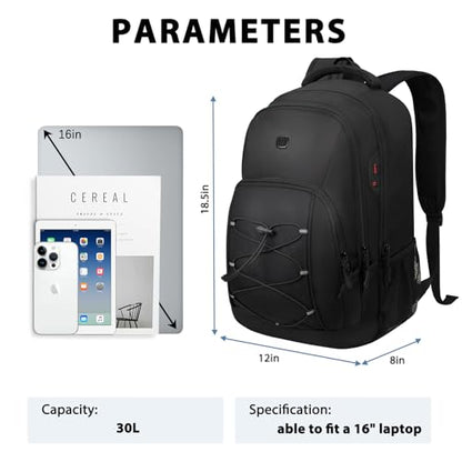 Goloni Travel Backpack, 17 Inch Laptop Backpack for Men Women, Business Backpack with Luggage Strap,Black - color: Black