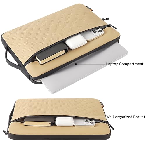DOMISO 14 Inch Laptop Sleeve with Handle, Waterproof Protective Case for Most 14” Laptops Including MacBook Pro, HP Spectre, Lightweight & Shockproof, Beige - color: Beige, size: 14 inch
