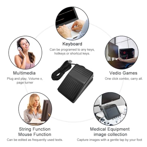 USB Foot Pedal PC Single Foot Switch Foot Control Keyboard Mouse Programmable Keyboard for Video Game Office Work Page Turner