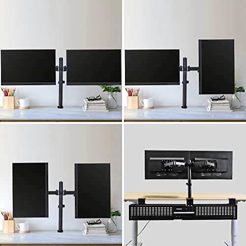 AEONS Dual Monitor Desk Mount Stand, Adjustable Dual Arm Mount fits up to 32 inch LCD Screen with VESA, Clamp and Cable Management, Black - style: Dual Arm, Black