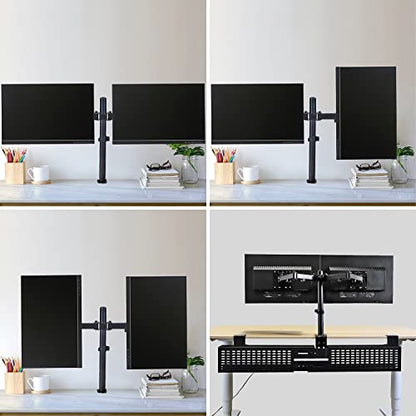 AEONS Dual Monitor Desk Mount Stand, Adjustable Dual Arm Mount fits up to 32 inch LCD Screen with VESA, Clamp and Cable Management, Black - style: Dual Arm, Black
