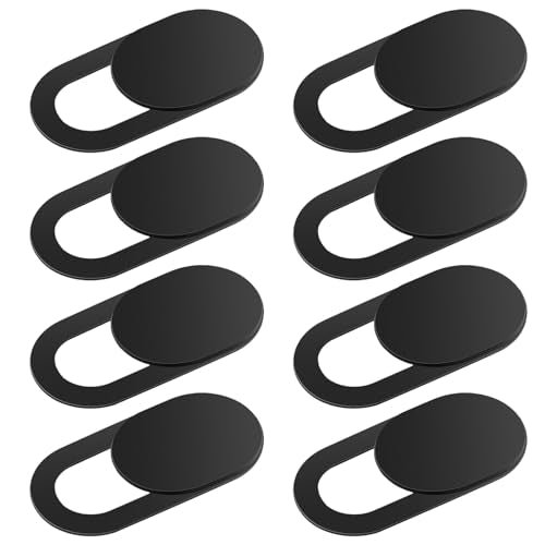 Thin Webcam Cover Slide, 8PCS Phone Camera Cover Laptop Camera Blocker Slider Strong Adhesive Protect Privacy Security Compatible with Tablet Desktop PC Smartphones(Black) - color: Black