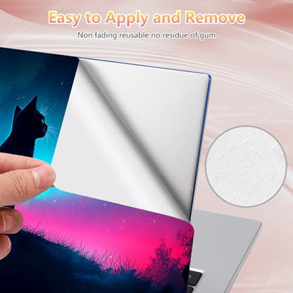 Laptop Skin Sticker Decal 12" 13" 13.3" 14" 15" 15.6",Waterproof Scratch Resistant Vinyl,Reusable Easy to Apply,for MacBook HP Dell Notebooks Netbooks Laptop,2 Wrist Pads,Cute Cat Galaxy - color: Cute Cat Galaxy
