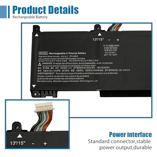 RH03XL Laptop Battery Replacement for ProBook 430 440 445 450 630 640 650 G8 ZHAN 66 Pro 14 G4 Series HSTNN-OB1T HSTNN-DB0B M01524-2B1 M01524-AC1 11.4V 45Wh 3790mAh 3-Cell - size: 10.00*3.03*0.26 inch RH03XL