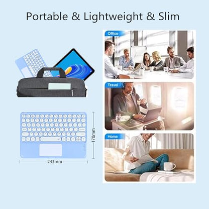 Wireless Bluetooth Keyboard with Touchpad 10inch Portable Rechargeable Slim Keyboard for iPad Pro/iPad Air/iPad 9.7/iPad 10.2/iPad mini and Other iOS Android Windows Devices(Purple) - color: Purple