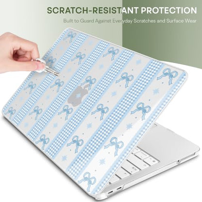 Compatible with MacBook Neo 13 inch (2026 Release A3404) (A18 Pro) with Liquid Retina Display, Printed Slim Protective Case with Screen Protector & Keybaord Cover, Blue Bowknot - color: Blue bowknot