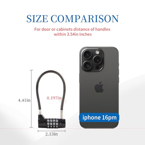 Combination Lock Cable Lock with 4 Digits Cabinet Lock with 3.5" Cable Length Twist 3.5" Length Durable Cable Ideal for lockers, Gym, Toolbox, Case Small Size (3.5") - size: 3.5" Black