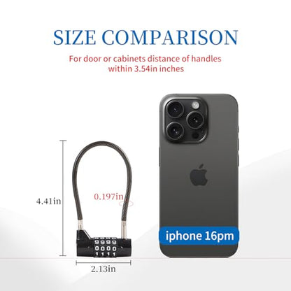 Combination Lock Cable Lock with 4 Digits Cabinet Lock with 3.5" Cable Length Twist 3.5" Length Durable Cable Ideal for lockers, Gym, Toolbox, Case Small Size (3.5") - size: 3.5" Black