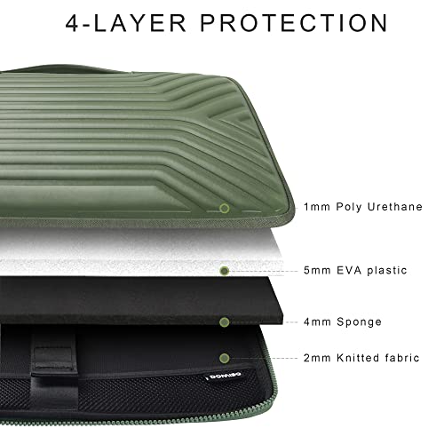 DOMISO 15.6 Inch Laptop Sleeve Case, Shockproof Waterproof Soft EVA Protective Bag with Handle, Lightweight Carrying Case for MacBook, Dell, HP, Lenovo, ASUS, Olive - color: Olive, size: 15 - 15.6 Inch