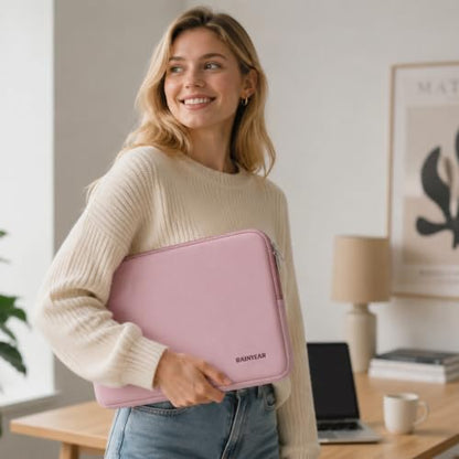 RAINYEAR 15.6 Inch Laptop Sleeve Case Compatible with 15.6 Inch Computer Chromebook PC Notebook Ultrabook, Protective Soft Padded Lightweight Laptop Carrying Bag Cover, Light Pink - color: Light Pink, size: 15.6 Inch