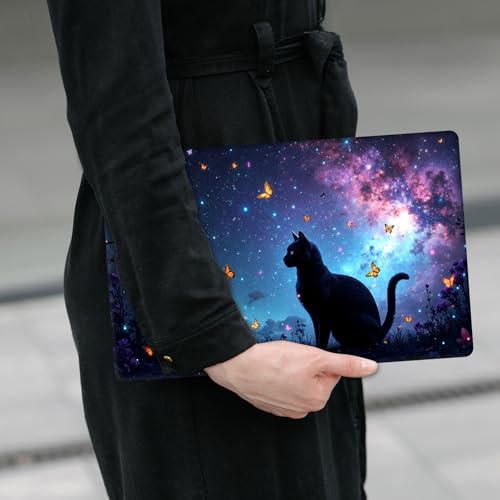 Laptop Skin Sticker Decal 12" 13" 13.3" 14" 15" 15.6",Waterproof Scratch Resistant Vinyl,Reusable Easy to Apply,for MacBook HP Dell Notebooks Netbooks Laptop,2 Wrist Pads,Cat Galaxy Glitter - color: Cat Galaxy Glitter