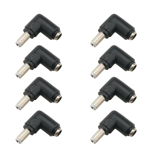 8PCS Black 90 Degree Right Angle DC Power Connector Adapter 2.1mm x 5.5mm Female Plug to 2.5mm x 5.5mm Male Jack Coupler Converter for Laptop CCTV Camera