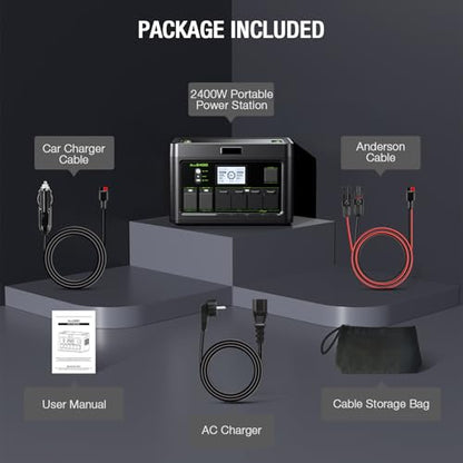 2400W Portable Power Station 1843.2Wh Solar Generator Home Power Backup | 12 Outlets with 100W USB-C PD Fast Charging, Pure Sine Wave AC Outlet, for Home Use, RV Camping, Emergency & Off-Grid Living - color: Sliver