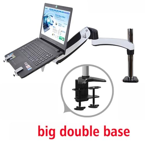 GST112T-LP20 Full Motion Aluminum Strong Gas Spring Dual Arm Laptop Desktop Mount Swivel Stand Grommet Hole Clamp Notebook Tray(Clamp Base) - color: Clamp base