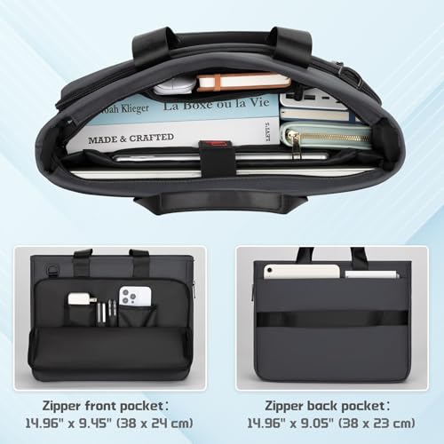 RAINYEAR 15.6 Inch Expandable Laptop Bag with Handle for Men Women | Waterproof Large Capacity Laptop Shoulder Bag Carrying Bag Briefcase Compatible with 15.6 inch Laptop Computer PC - color: Gray