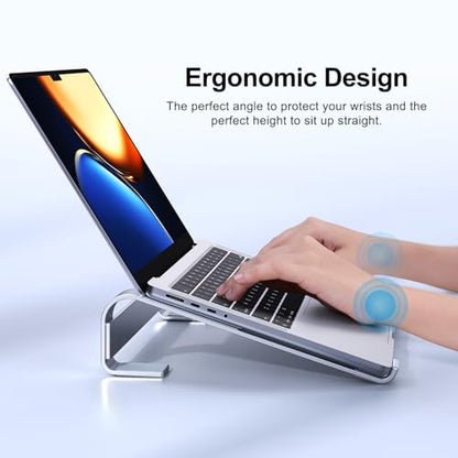 MOKURU Laptop Stand for Desk, Aluminum Laptop Riser, Ergonomic Computer Stand Compatible with for MacBook Pro/Air, Dell, HP, Lenovo, 10-17.3'' (Silver) - color: Silver