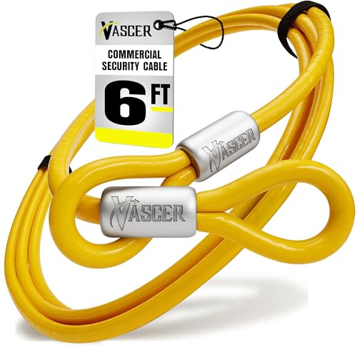 Vascer Commercial Heavy Duty Braided Galvanized Steel Theft Deterrent Security Cable with Looped Ends. (1/2 Inch Thick, 7x19 Construction, 6 Feet) - size: 6 Feet - 1/2 Inch Thick