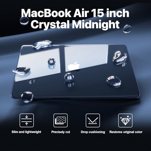Macaset for MacBook Air 15 inch Case M5 M4 M3 M2 2026-2023 Mac Laptop Cover | Crystal Clear, Midnight Blue, Color Match, Protective Hard Shell, Ultra Thin & Lightweight, Anti Crack, Snap on Fit Plastic - color: Crystal Midnight