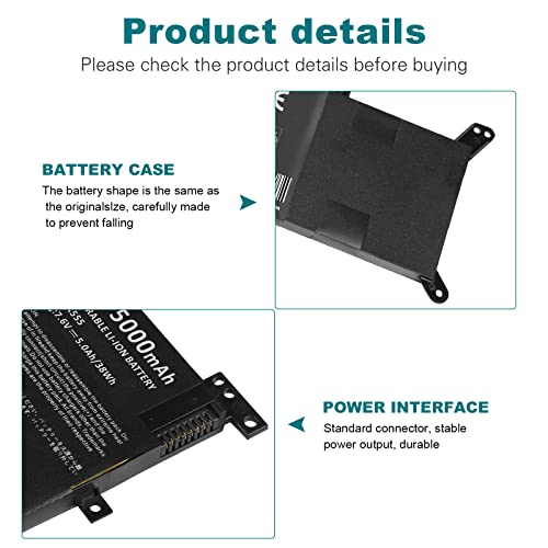 ASUNCELL 38Wh C21N1347 Battery for Asus X555 X555LA X555LD X555LN A555L K555L Y583LD W519LD K555LD K555LA R556L VM590L 2ICP4/63/134, 7.6V 3-Cell - size: C21N1347 8.58 * 4.72 * 0.67 in