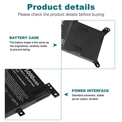 ASUNCELL 38Wh C21N1347 Battery for Asus X555 X555LA X555LD X555LN A555L K555L Y583LD W519LD K555LD K555LA R556L VM590L 2ICP4/63/134, 7.6V 3-Cell - size: C21N1347 8.58 * 4.72 * 0.67 in