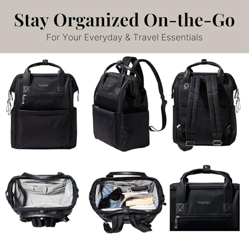 Baggallini Soho Backpack - Travel Laptop Backpack for Women - Lightweight Water-Resistant Luggage Bag, Black - color: Black Twill