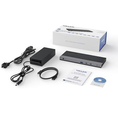 Laptop Docking Station, Docking Station 3 Monitors with 2* DP+HDMI, 4K@144Hz,130W PD Charger, USB-C/A 10Gb, 3* USB-A 5Gb, Audio, Gigabit Ethernet for Lenovo HP Dell, Windows System Computer
