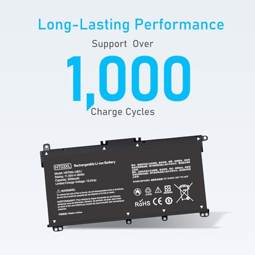 Upgraded 60Wh HT03XL L11119-855 Laptop Battery Replacement for HP | Fit for Pavilion14-DQ 15-DY 15-DA 15-CS 17-BY Series 15-DY1023DX 15-DY1043DX 15-DY0013DX HTO3XL HT03041XL, and More - size: 7.35*3.5*0.25inch HT03XL