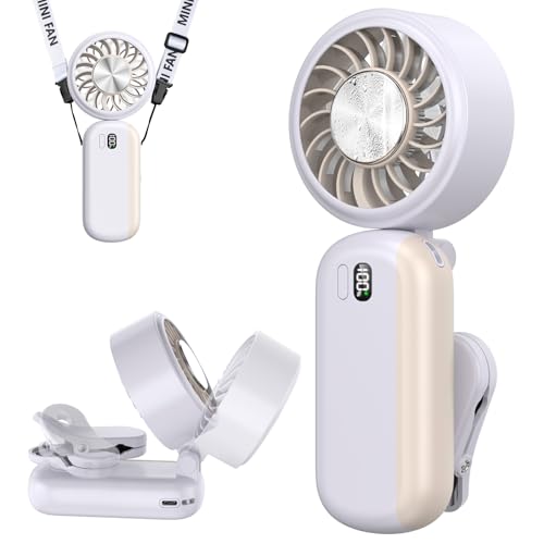 Portable Handheld Turbo Fan with Ice Cooler, Clip-On Mini Fan for Umbrella, 5 Speeds, 4000mAh Battery & Up to12H, LED Display, Rechargeable, Gift for women, Summer Travel Essential (Purple) - color: Z10-Purple