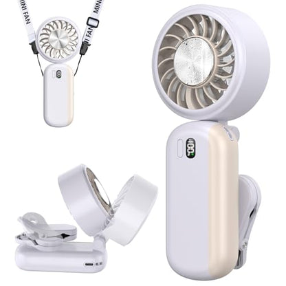 Portable Handheld Turbo Fan with Ice Cooler, Clip-On Mini Fan for Umbrella, 5 Speeds, 4000mAh Battery & Up to12H, LED Display, Rechargeable, Gift for women, Summer Travel Essential (Purple) - color: Z10-Purple