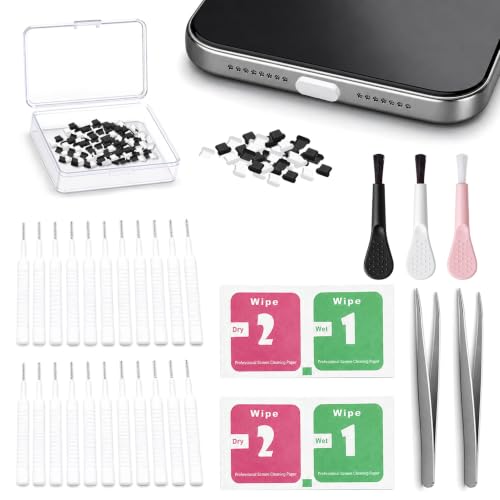 USB C Dust Plug Set, 200pcs Silicone Type C Port Covers | Soft reusable silicone, Snug fit, Blocks port and speaker dust, For iPhone & Samsung & More