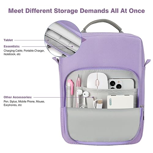 Dadanism 9-11 Inch Tablet Sleeve Bag Carrying Case with Shoulder Strap | Fits iPad (A16) 11", iPad 10th Gen 10.9", iPad Air M4/Pro M5 11", iPad 9/8/7th 10.2", Galaxy Tab A11+ Plus 11", Grey Purple - color: Grey Purple, size: 9-11 Inch