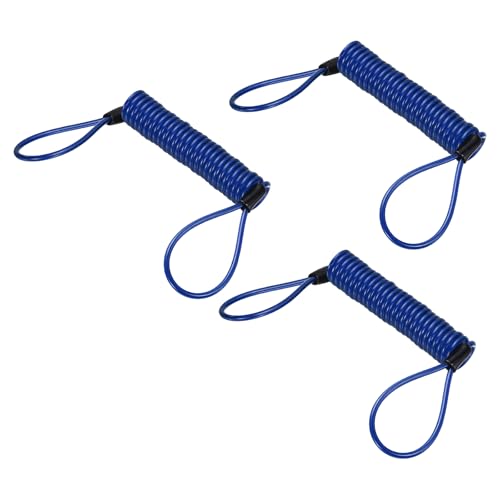 PATIKIL Disc Lock Reminder Cable (4.8ft, Blue)(3 Pcs) Anti Theft Security Spring Reminder Coil Cables Steel Motorcycle Reminder Rope Wire, Suit for - Motorcycle/Helmet/Scooter/Baggage - color: Blue, size: 4.8 ft
