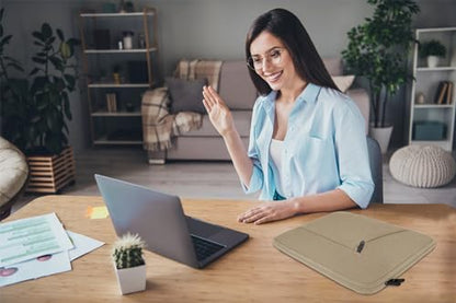 15.6 inch Laptop Sleeve, Shockproof Protective Computer Carrying Cover with Front Pocket, Briefcase Handbags Laptop Case for 15.6 inch HP, Dell, Acer, Asus, Notebook, Khaki - color: Khaki, size: 15.6 inch