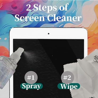 2-Pack Eye Glasses Cleaner Spray, Travel-Sized Screen Cleaning Kit with Touchscreen Mist for iPhone, Sunglasses, Computer, Laptop Screens, Phone Electronics with Eyeglass Cloth and Case Lid - Hatstart - color: Blue Pink