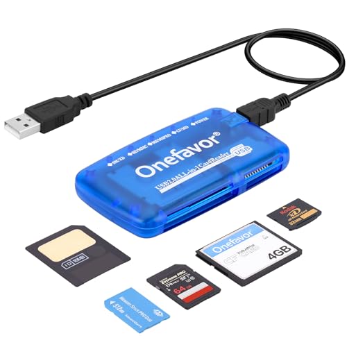 SmartMedia Cards Reader Writer, All-in-1 USB Universal Multi Card Adapter Slim Hub Read Smart Media SD, XD, CF, MMC, MS Pro Duo, Camera Flash Memory Cards Reader for Windows, Mac, Linux - size: Card reader only