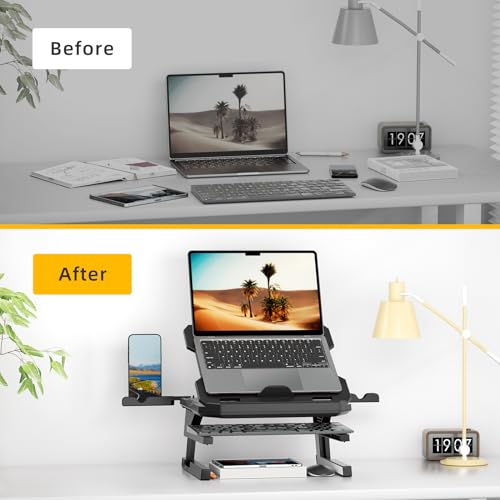 Laptop Stand for Desk, Phone Stand, Extended Laptops Riser, Elevator, 3 Height Adjustable, Rotatable Base, 10-17 Inches - color: Upgraded