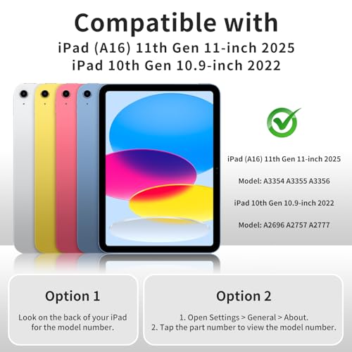 Keyboard Case for iPad (A16) 11th Gen 11 Inch 2025, iPad 10th Generation 10.9 inch 2022 with Pencil Holder, Wireless Keyboard and Slim Lightweight Soft Cover Auto Wake/Sleep, Black - color: Black