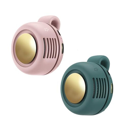 Portable Clip-On Fan, Mini USB Rechargeable 360° Rotatable Fan, Personal Fan 3-Speed Silent Mini Bladeless Fans (2 pack(Pink and Green)) - color: 2 pack(Pink and Green)