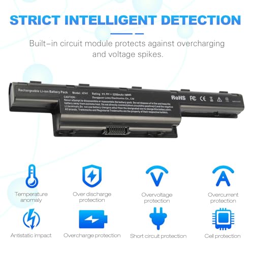 Laptop Battery for Acer AS10D31 AS10D51 Aspir 4741 5253 5251 5336 5349 5551 5552 5560 5733 5733Z TravelMate 5740 5735 5735Z 5740G Gateway NV55C NV50A NV53A NV59C [6 Cells/58WH] - size: 8.84x2.94x1.13inch 4741